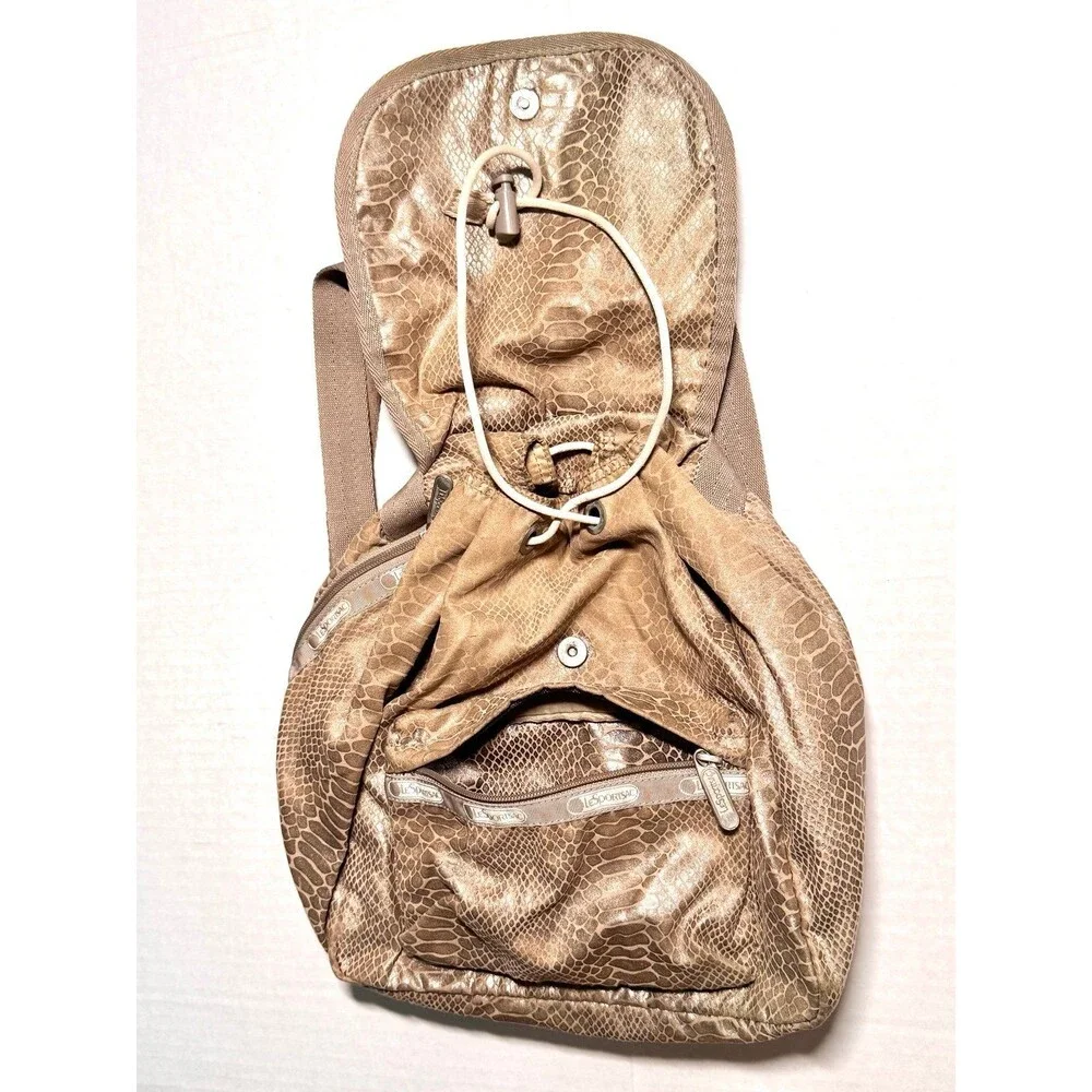 LESPORTSAC Small Backpack in Golden Foil Snake Print (Bx 3)